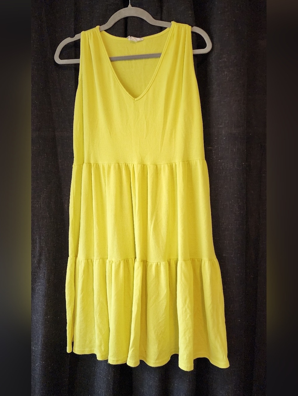 See You Monday Yellow Tiered Sleeveless Dress Size XL Ruffle Midi Cottagecore